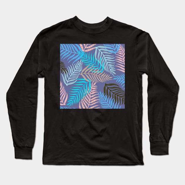 Palm leaf pattern Long Sleeve T-Shirt by Papergrape